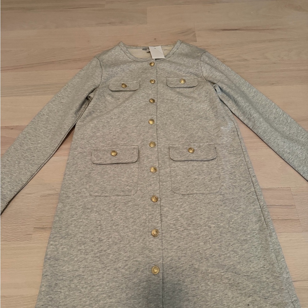 Crewcuts Gray Dress with Gold Buttons